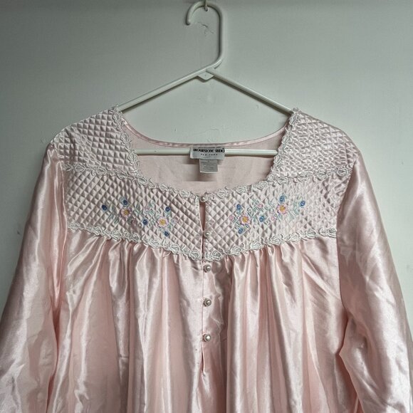 Vintage Brownstone Studio Women's XL Pink Nightgown Embroidered Floral Collar - Picture 2 of 6